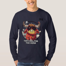 Speelse Cartoon Ox Karakter T-shirt