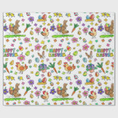 Speelse Cartoon Paaspatroon Cadeaupapier (Vlak)