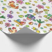 Speelse Cartoon Paaspatroon Cadeaupapier (Hoek)