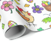 Speelse Cartoon Paaspatroon Cadeaupapier (Rol Hoek)