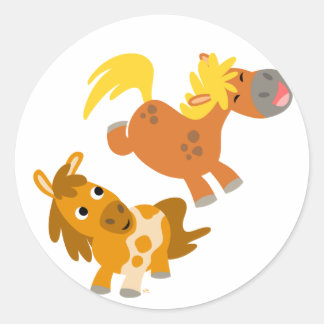 Speelse Cartoon Ponies stcker Ronde Sticker