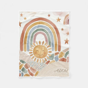 Speelse Cartoon Regenboog En Sterren Nursery Fleec Fleece Deken