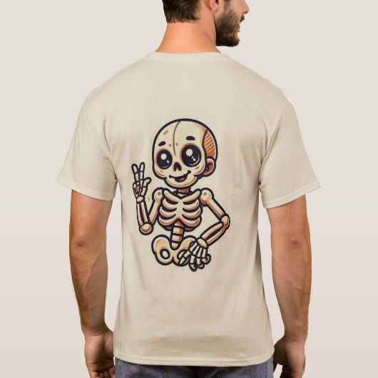 Speelse Cartoon Skeleton T-Shirt Design (Achterkant)