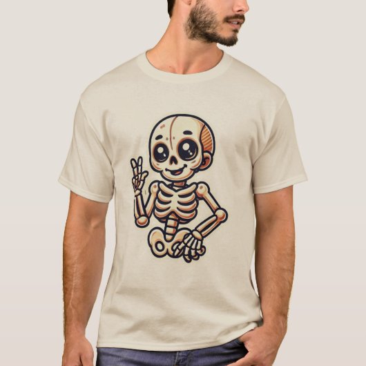 Speelse Cartoon Skeleton T-Shirt Design (Voorkant)