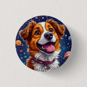Speelse Cartoonhond met Levendige Kleuren Ronde Button 3,2 Cm