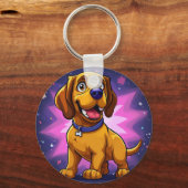 Speelse Cartoonhond met Levendige Kleuren Sleutelhanger (Achterkant)