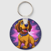 Speelse Cartoonhond met Levendige Kleuren Sleutelhanger (Achterkant)