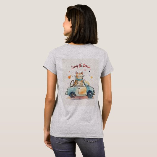 Speelse Cat Cartoon Graphic T-shirt (Achterkant volledig)