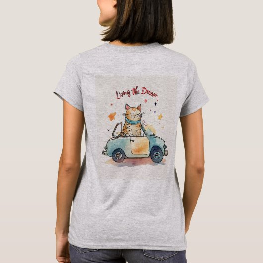 Speelse Cat Cartoon Graphic T-shirt (Achterkant)