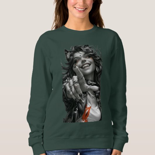 Speelse Cat-Eared Girl Sweatshirt (Voorkant)