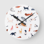 Speelse Cats Pattern – Schattigee Feline Lover Ronde Klok (Voorkant)