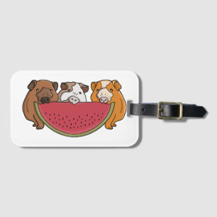 Speelse cavia's en watermeloen illustratie bagagelabel