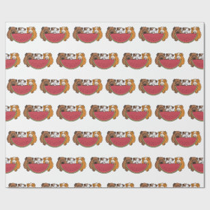 Speelse cavia's en watermeloen illustratie cadeaupapier