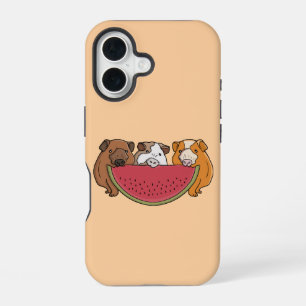 Speelse cavia's en watermeloen illustratie iPhone 16 hoesje