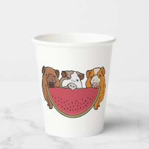 Speelse cavia's en watermeloen illustratie papieren bekers