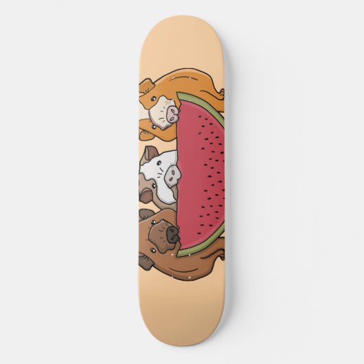 Speelse cavia's en watermeloen illustratie persoonlijk skateboard (Voorkant)