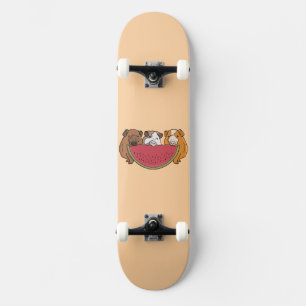 Speelse cavia's en watermeloen illustratie persoonlijk skateboard
