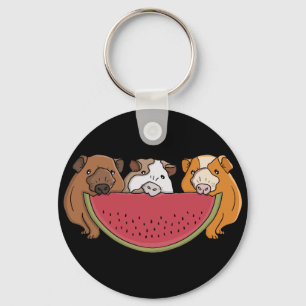 Speelse cavia's en watermeloen illustratie sleutelhanger