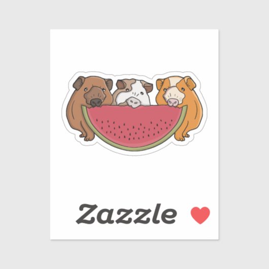Speelse cavia's en watermeloen illustratie sticker (Vel)