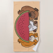 Speelse cavia's en watermeloen illustratie strandlaken (Voorkant)