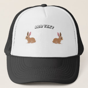Speelse Charme Konijn Afbeelding met ADD TEXT Gedr Trucker Pet