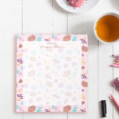 Speelse Cheshire Kat Bloemen Roze Patroon Naam Notitieblok