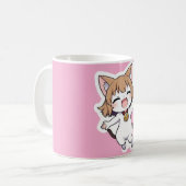 Speelse Chibi Cat Girl Koffiemok (Voorkant links)