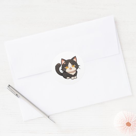 Speelse Chibi Cat Sticker (Envelop)