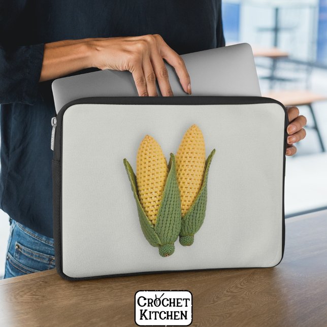 Speelse Chic Oma's Garden Modern Crochet Corn Laptop Sleeve (Creator heeft geüpload)