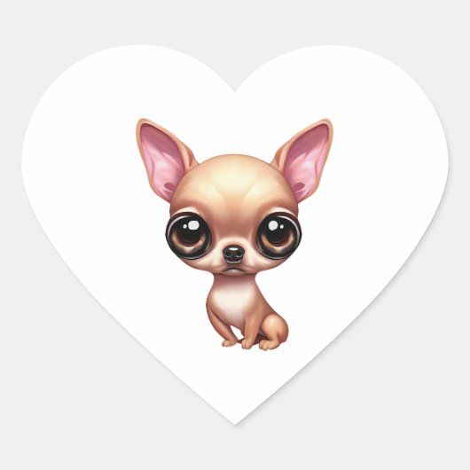 Speelse Chihuahua Hart Sticker (Voorkant)