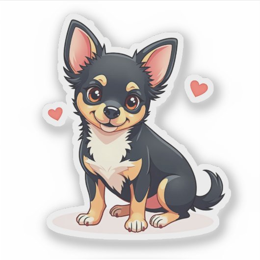 Speelse Chihuahua Puppy – Chibi Stijl Sticker (Voorkant)