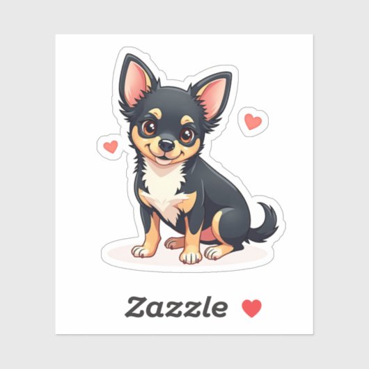 Speelse Chihuahua Puppy – Chibi Style Sticker (Vel)