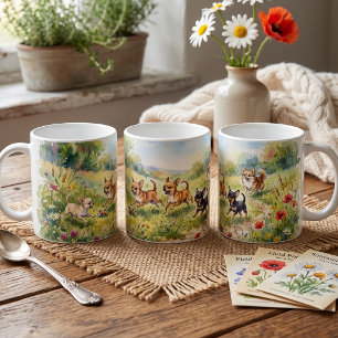 Speelse Chihuahuas in Bloemenweide Koffiemok