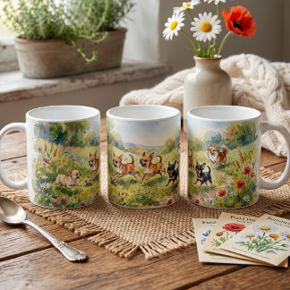 Speelse Chihuahuas in Bloemenweide Koffiemok