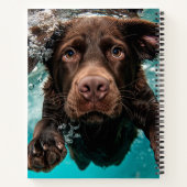Speelse chocolade labrador zwemmen onder water notitieboek (Achterkant)