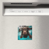 Speelse chocolade labrador zwemt onder water magneet (Insitu (Vaatwasser))