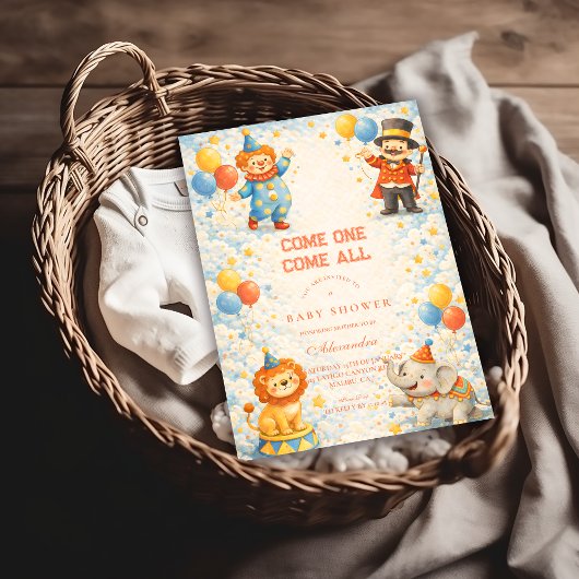 Speelse Circus Vrienden Baby Shower Kaart