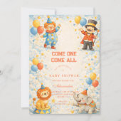 Speelse Circus Vrienden Baby Shower Kaart (Voorkant)