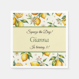 Speelse citroen verjaardag servetten knijp de dag