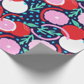 Speelse citrusvrucht & confetti Midnight Market Cadeaupapier (Hoek)