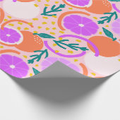 Speelse citrusvruchten & confetti roze limonade cadeaupapier (Hoek)