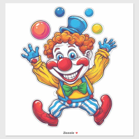 Speelse Clown die Springt met Felgekleurde Ballen Sticker (Vel)