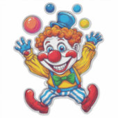 Speelse Clown die Springt met Felgekleurde Ballen Sticker (Voorkant)
