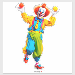 Speelse Clown die Springt met Felgekleurde Ballen Sticker