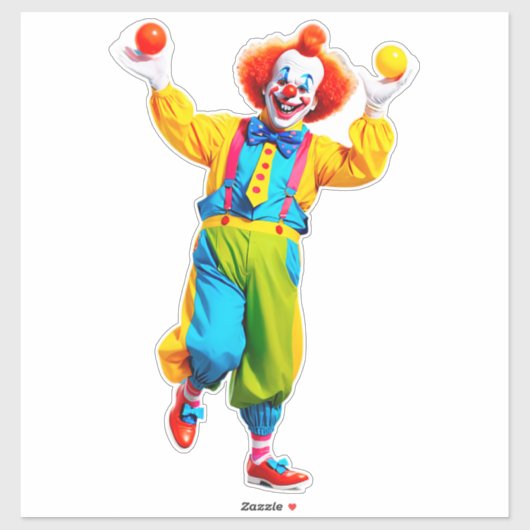 Speelse Clown die Springt met Felgekleurde Ballen Sticker (Vel)