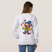 Speelse Clown die Springt met Felgekleurde Ballen Trui (Achterkant volledig)