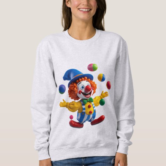 Speelse Clown die Springt met Felgekleurde Ballen Trui (Voorkant)