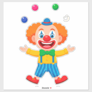 Speelse clown springt met felle ballen sticker