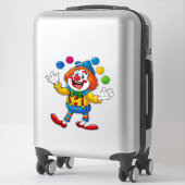 Speelse clown springt met felle ballen sticker (Koffer)