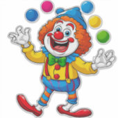 Speelse clown springt met felle ballen sticker (Voorkant)